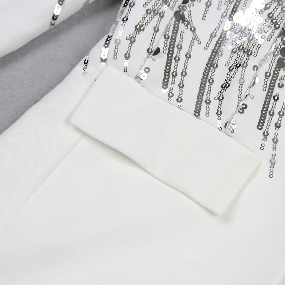 New Arrival Elegant Lady Office Sets Shining Sequin Blazer And Pants