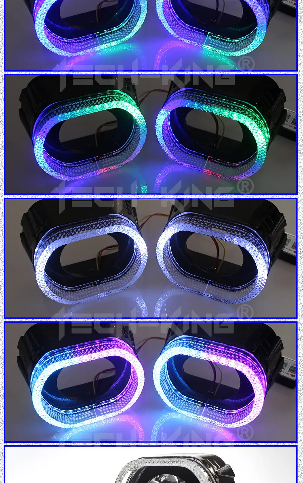 Car Headlight upgrade retrofit accessories 3 "Angel eyes with decorative cover for projector lens APP RGBW daylight with shroud