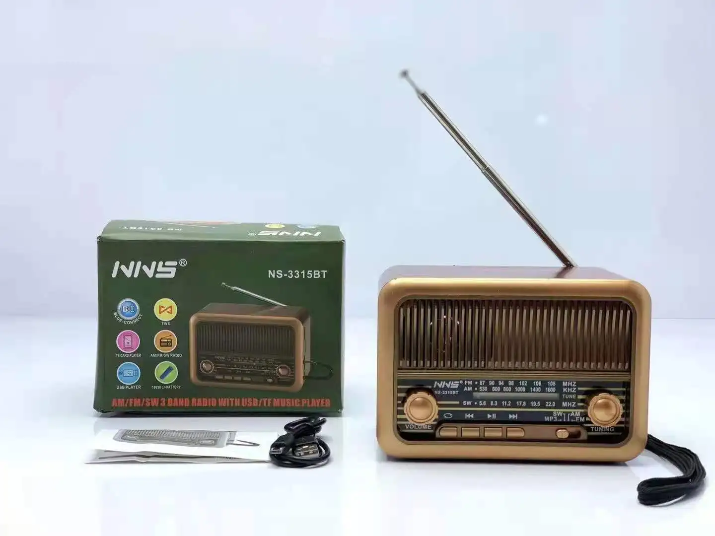 Перезаряжаемый Fm-радиоприемник с подключением по Bt недорогой портативный винтажный радиоприемник Usb Tf музыкальный плеер M -553bt/новый ретро-радиоприемник