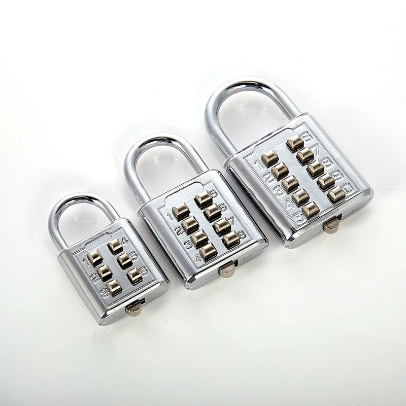 6 Digit Combination Lock 30MM Mini Small Zinc Alloy Silver Push Button Combination Number Luggage Lock