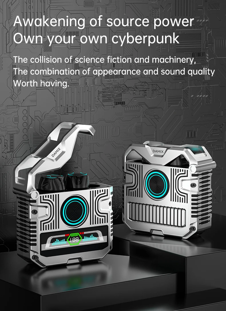 2024 New Gaming Wireless Earbuds GQ-11 LED Power Bank Earphone Fashion Design In-ear Earbuds GQ-11