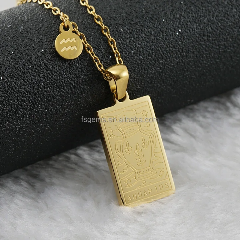 Fashionable 18K Gold Plated High Quality Shiny Chain Necklace With Pattern Engraving Charm Pendant Necklace