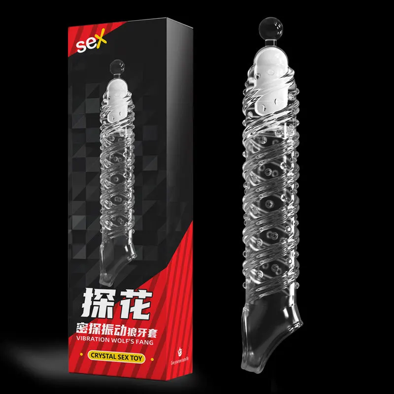Crystal Vibrator Sex Toys Washable TPE Dildos with Ring & Condom Man's  Extension Sex Toy for Couples