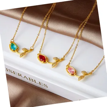 Waterproof Flower Necklaces Factory Wholesale Luxury Tulip Necklace 18k Gold Plated Stainless Steel Necklace