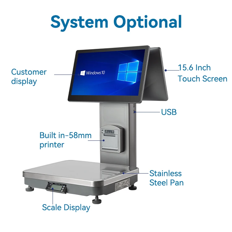 AI Identity Weighing Scale Cash Register - 15.6 Inch Dual Monitor