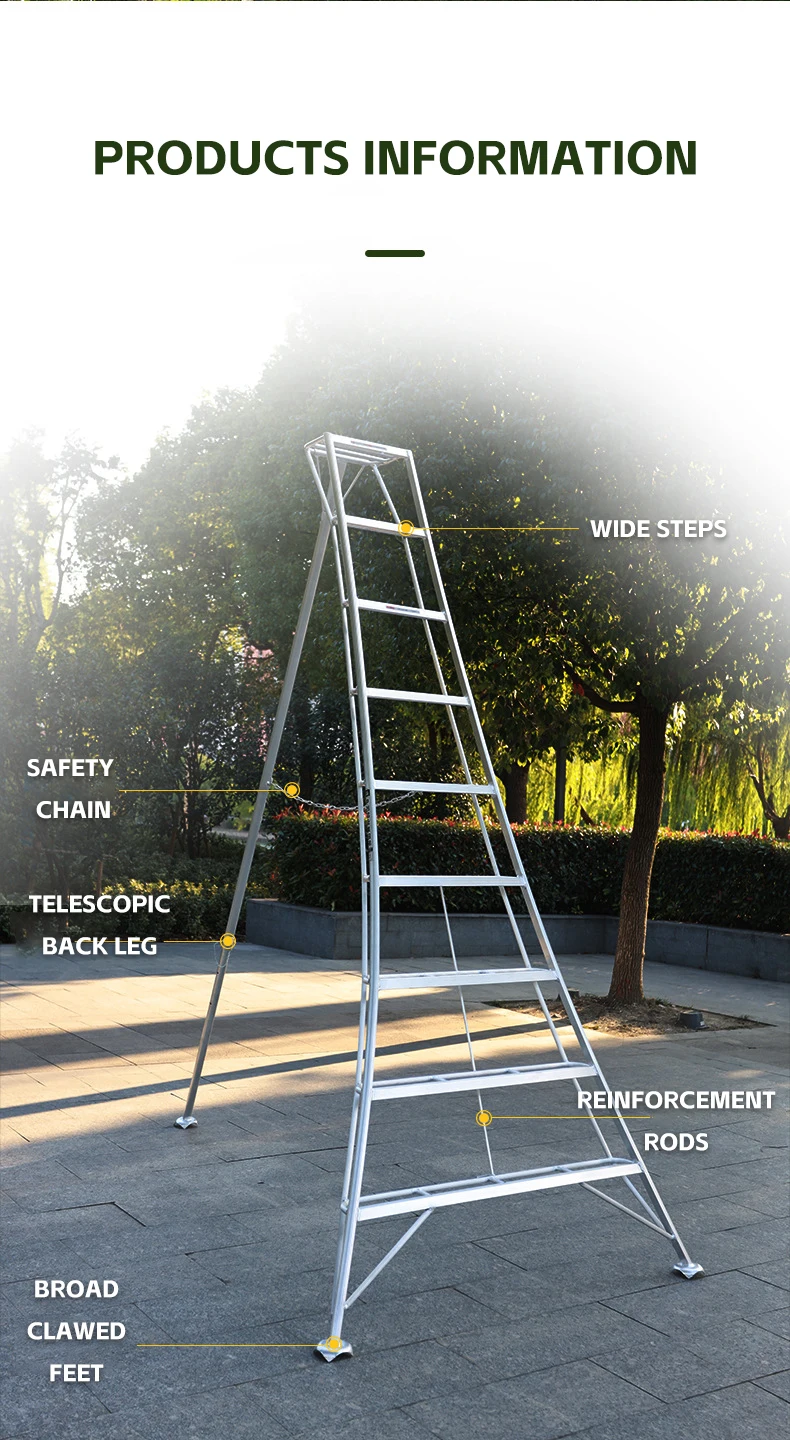 Hot Sales Aluminum Tripod Ladder For Gardening Task 5 Steps Sliver