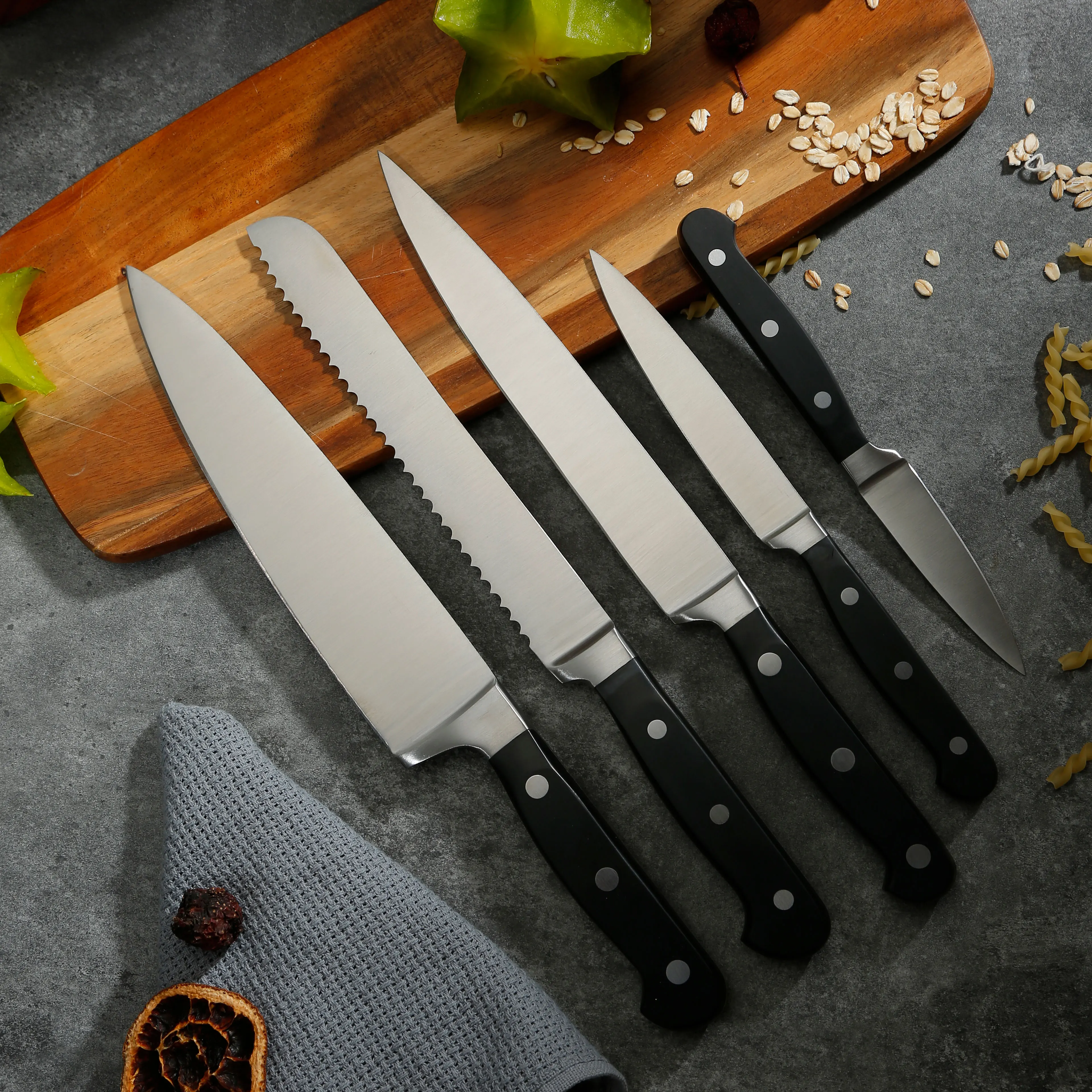 XYJ 13 unids/set cuchillos de chef con bolsa de transporte sacapuntas  varilla de piedra de afilar patrón láser acero inoxidable cuchillo  herramientas