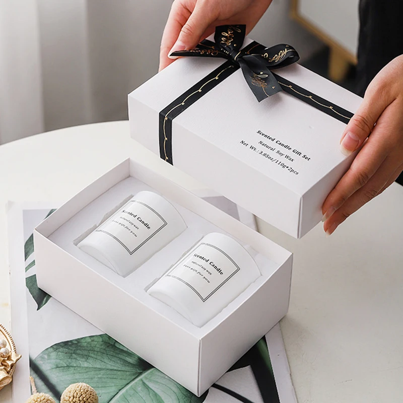 Luxury Candle Jars Lid And Boxes Set Paper Inserts Unique Gift Scented