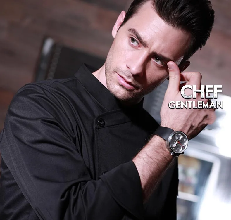 Chef Jacket Button Closure Front Pocket Long Sleeves Stand Collar Cooking Clothes Catering Kitchen Chef Uniform Custom