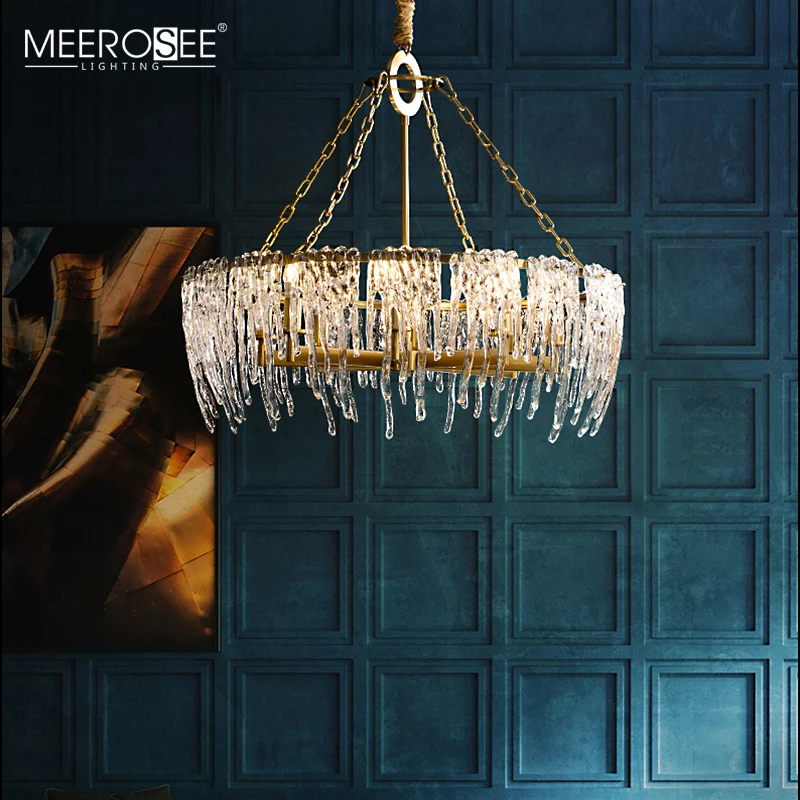 MEEROSEO Modern Style Glass Pendant Light Indoor Stainless steel Hotel Household Gold lustre Chandelier Pendant Lamp MD86707