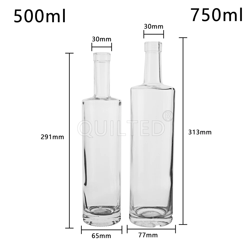 Wholesale 750ml Glass Wine Liquor Bottle Glass Brandy Gin Rum Tequila Vodka Spirits Bottle With