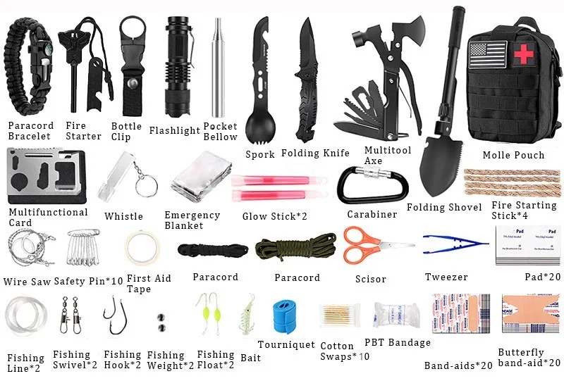 Tactical Bag SOS Emergency Survival Kit Outdoor Trauma Gear Camping ...