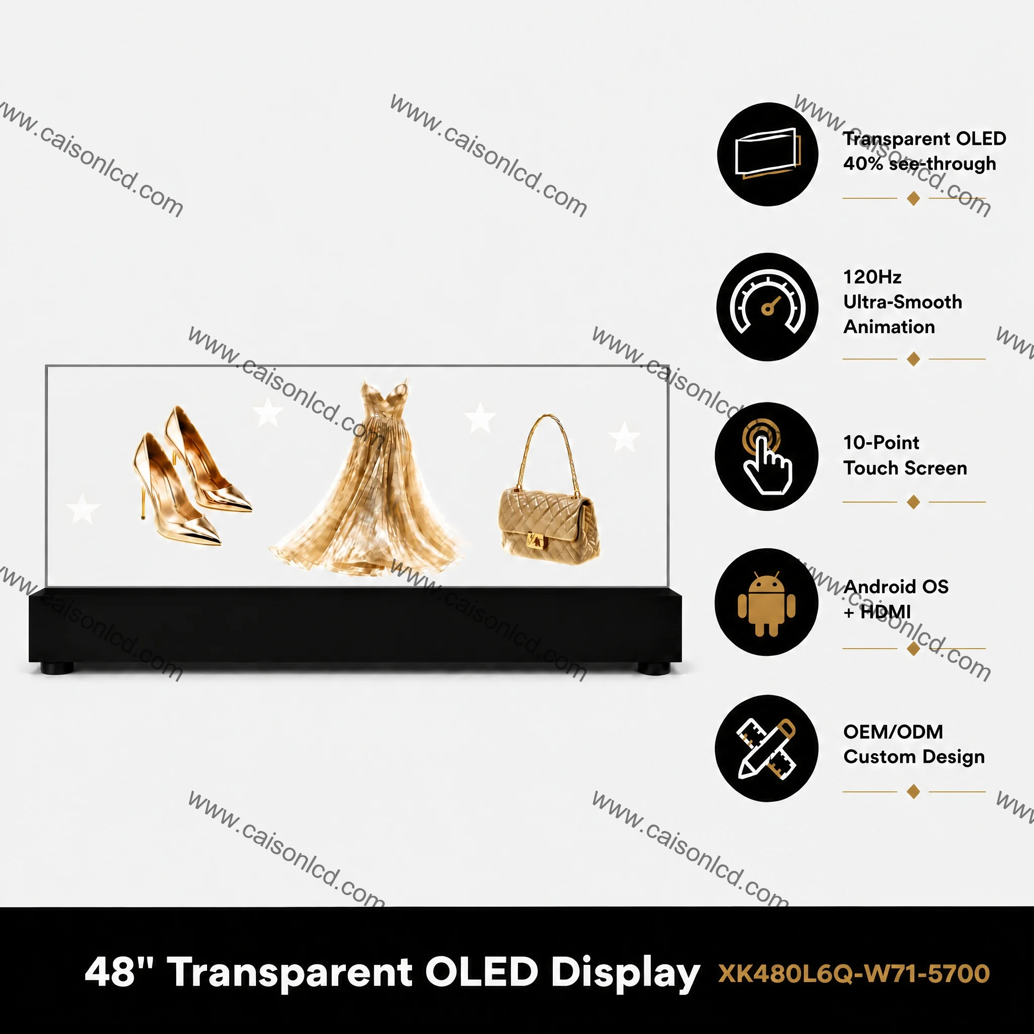 product 49 inch transparent oled touchscreen display xb493dqd wh0 1920x540 resolution digital signage for shopping mall kiosk-3
