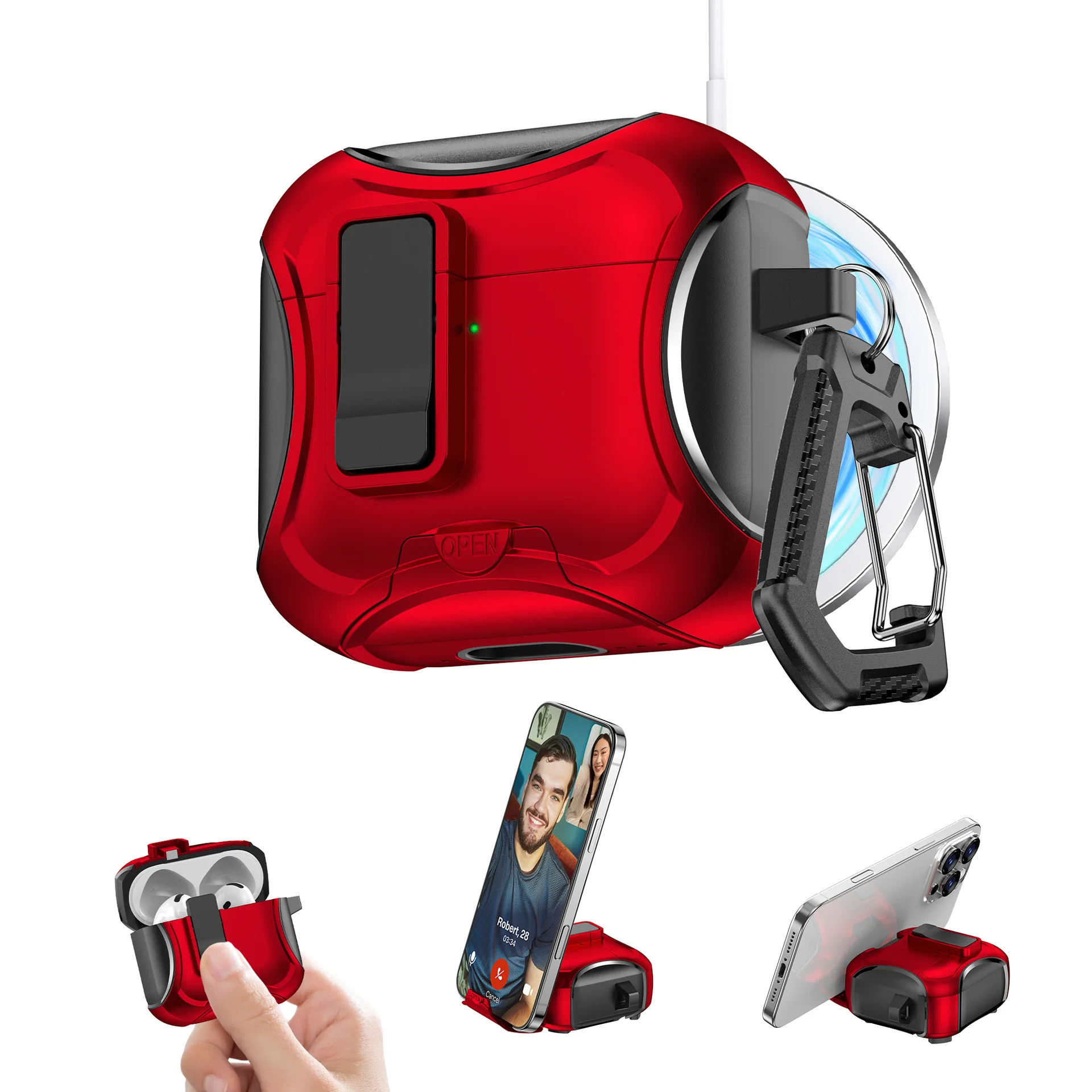 New Arrivals Best Price Shockproof Case for Apple for AirPods Pro Pro 2 for AirPods 4 Integrated Phone Stand Bulk Order