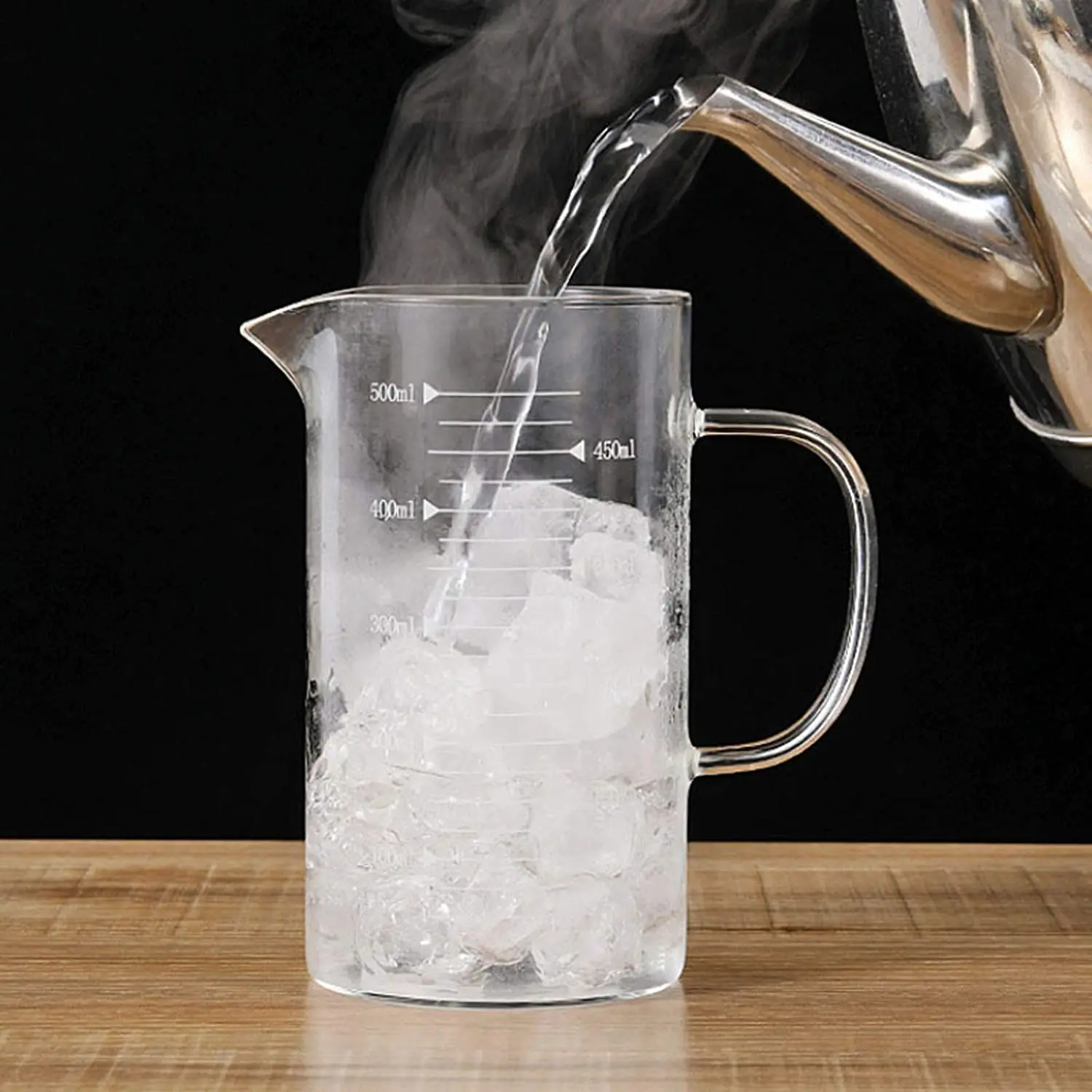 1L Airtight Lid Pitcher Beaker Liquid Glass Mixing Measure Cups Jugs for Coffee & Tea Sets