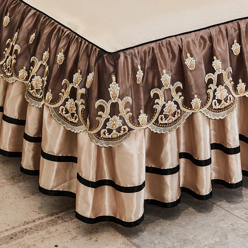 Luxury Cool Ice Silk Fiber Mat Floral Print Cooling Bed Skirt