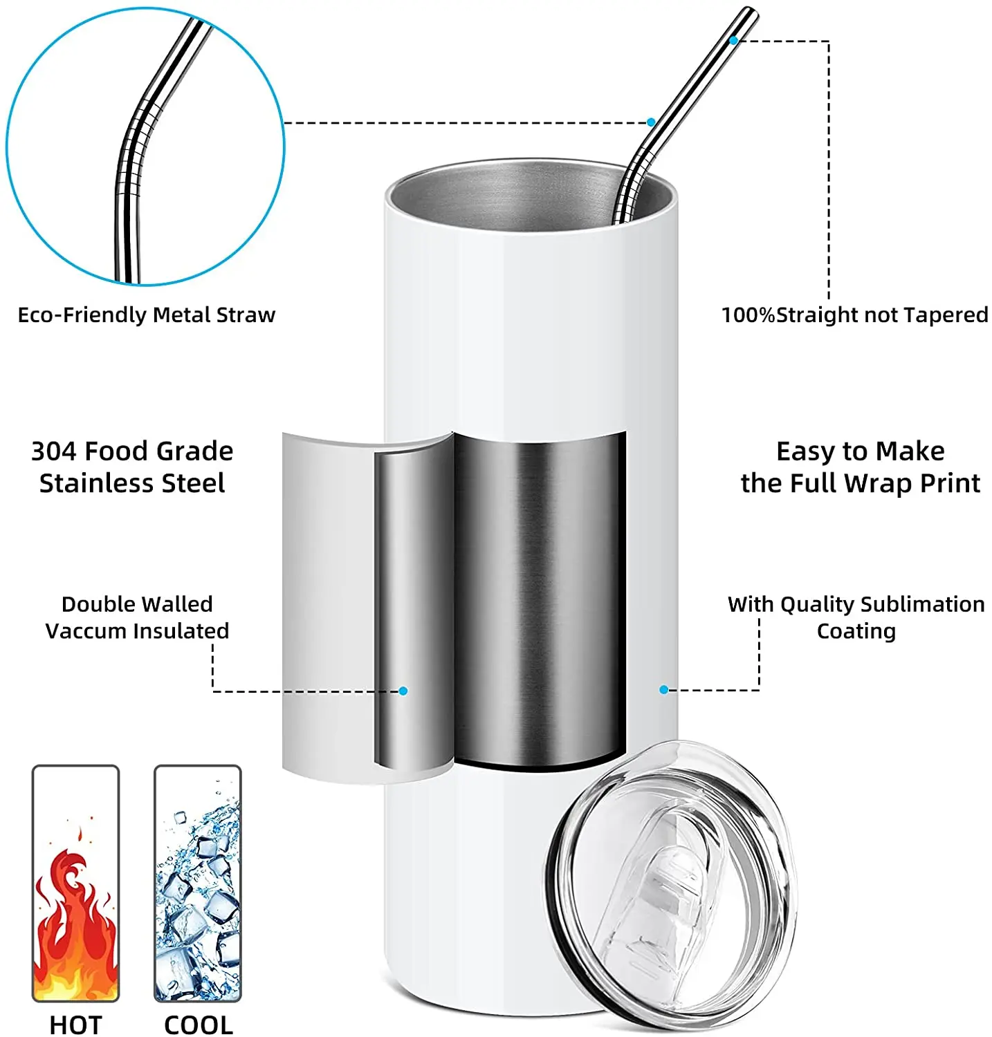 20oz termicos vasos-plasticos-con-tapa-dom slim tumbler