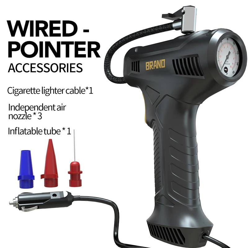 HF8166 Wireless Digital Cord Pointed Multi-mode Portable Car air Compressor Gun Type Bike Tyre Balloon Air Inflator Pump