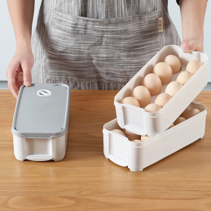 Transparent plastic 20 egg tray storage box stackable