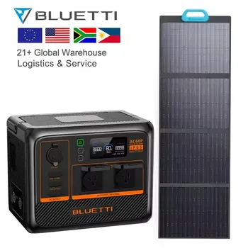 For Bluetti AC60P Solar Generator Kit 600W Solar Lifepo4 Power Station PV120 Solar Panels MPPT Controller 220V Lithium Ion