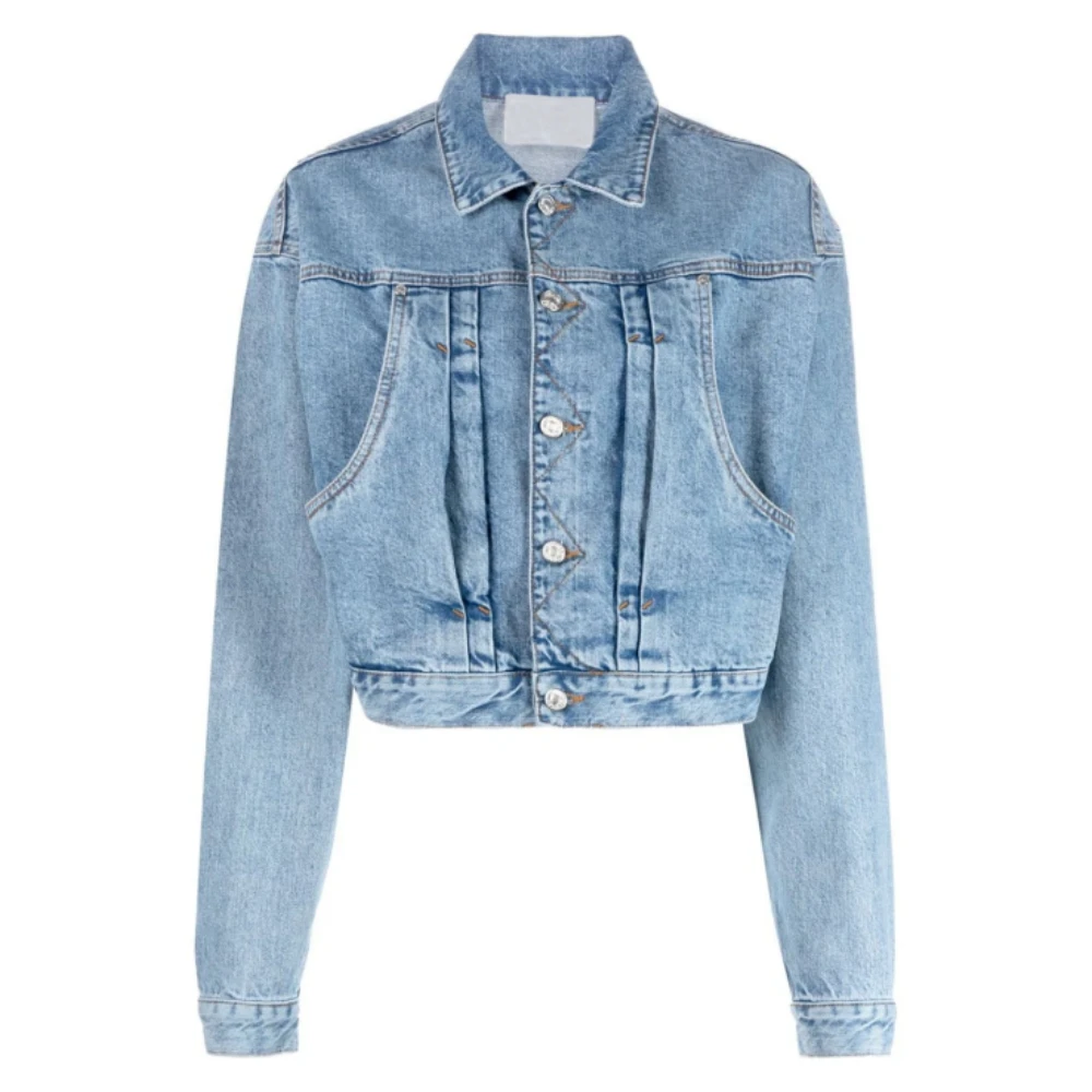 Modă Haine Vintage Jean Jacket Coat Washed Stretch Buton Moale Jachete Denim pentru Femei cu buzunare