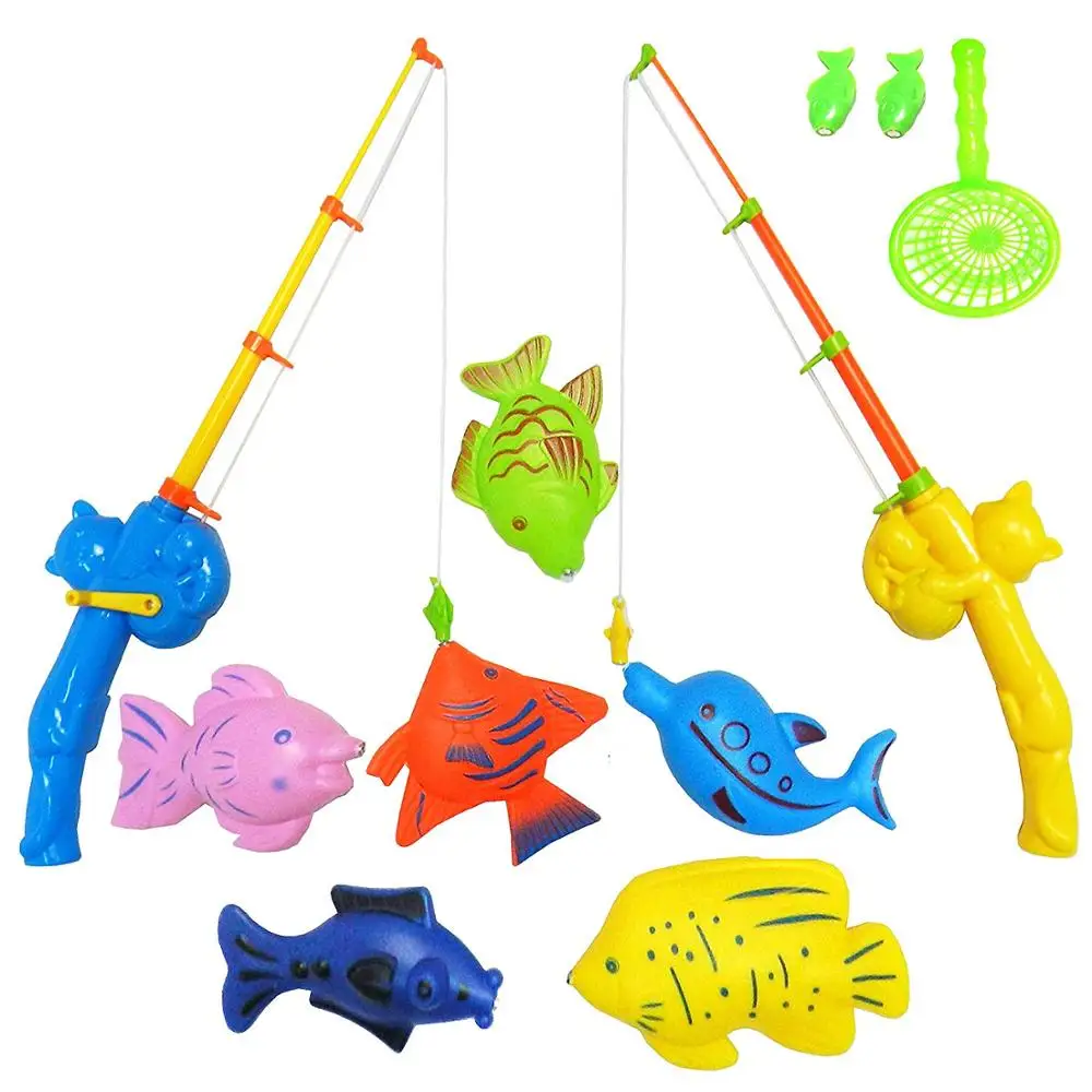Plastic Floating Fish Toddler Color Ocean Sea Animals Fishing Game Play Set