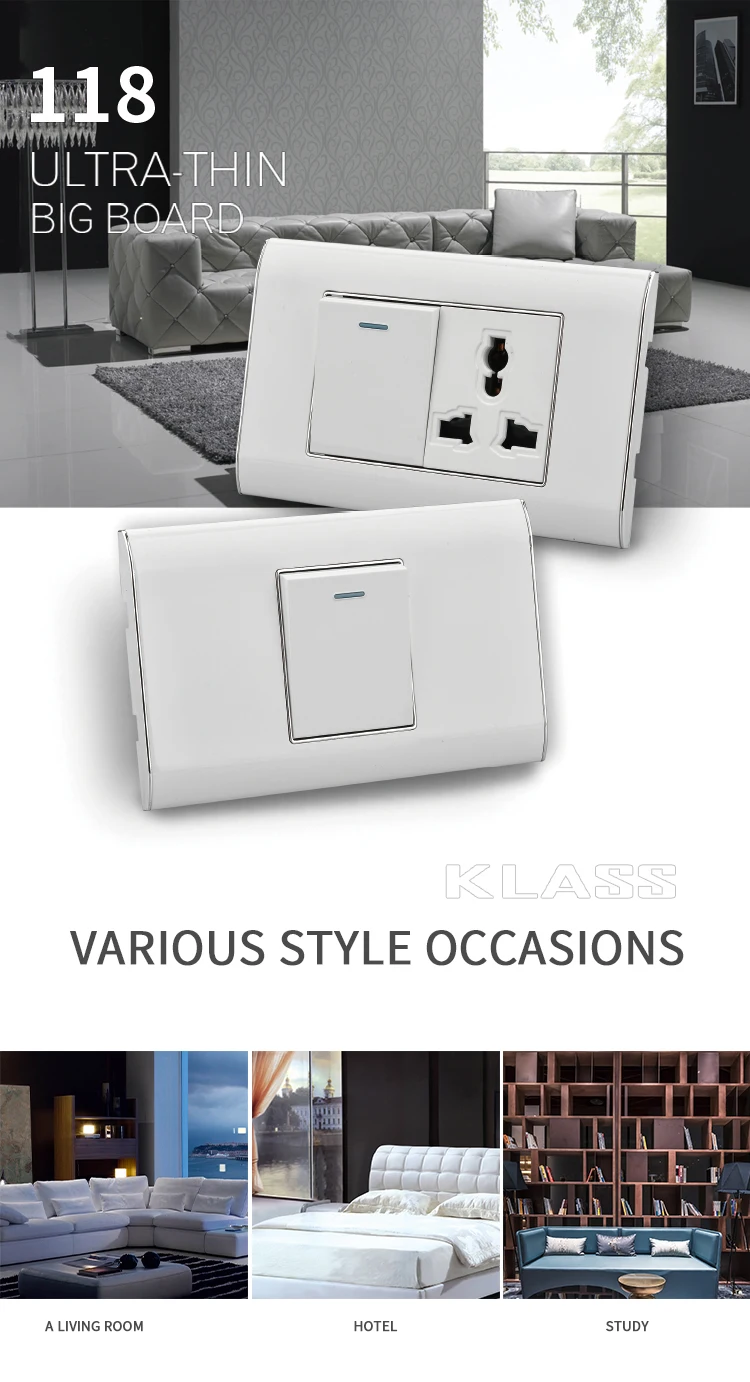 South Africa Standard Plug Socket 3 Gang 2 Way Light Switch 16a