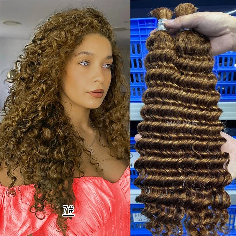 Deep Wave Mass Inimese juuksed punumiseks Extenciones De Cabello Natural Humano Weaving Töötlemata_voghion.com