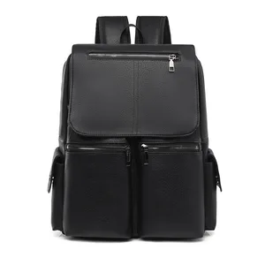 Retro Soft Leather Backpack for Casual Travel with Foreskin Buckle and Large Capacity Backpack