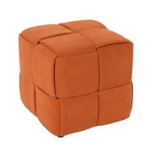 Modern New Design Woven Fabric Covered Cube Seating Ottoman Stool Pouf