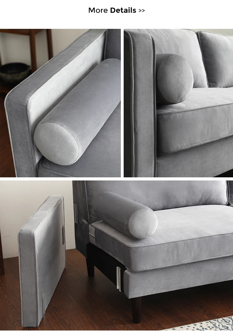 Kd Knock Down Flat Pack Easy Assembly Velvet Fabric Sofa Couch 3 Seater