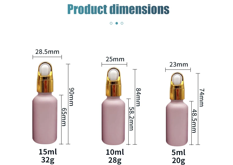 Pink Glass Cosmetic Serum Dropper Bottle 1oz 2oz 4oz Tincture Bottles