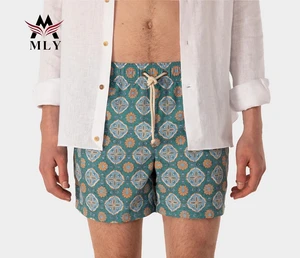 MLY Custom Logo Men's Swim Trunks Quick Dry Running 100% Polyester Beach Shorts With Pockets