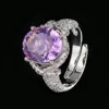 adjustable size Ice flower cut purple diamond ring