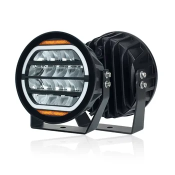 LED Running Lights 9 Inch Focos LED Automotive White Amber DRL Super Bright LED Work Lights for Cars Trucks Off-road 4x4