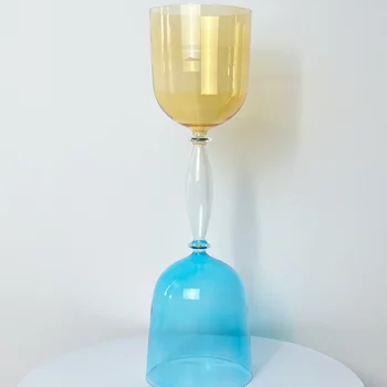 EAST Customized Double Chalice Handle Sound Bowl Clear Quartz Handle Crystal Singing Bowl