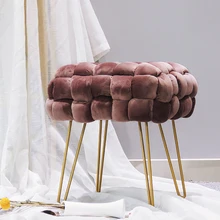 HStex Living Room Chair Furniture Stool Round Shape Sofa Ottoman Gold Metal Stool Legs Coffee Table