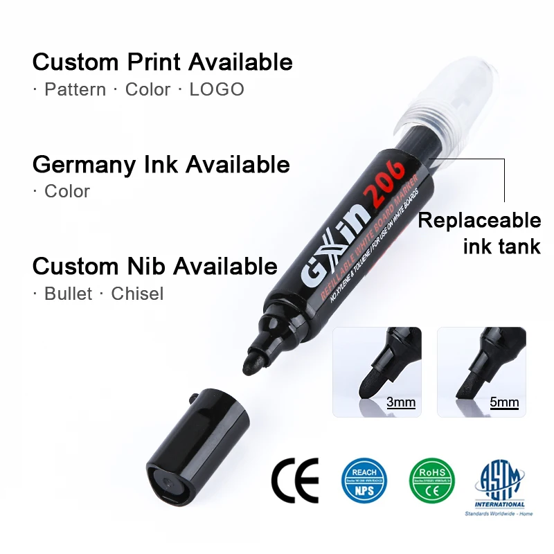 Refillable White Board Marker Pen with Liquid Ink Tank Technology (Pack of  10)
