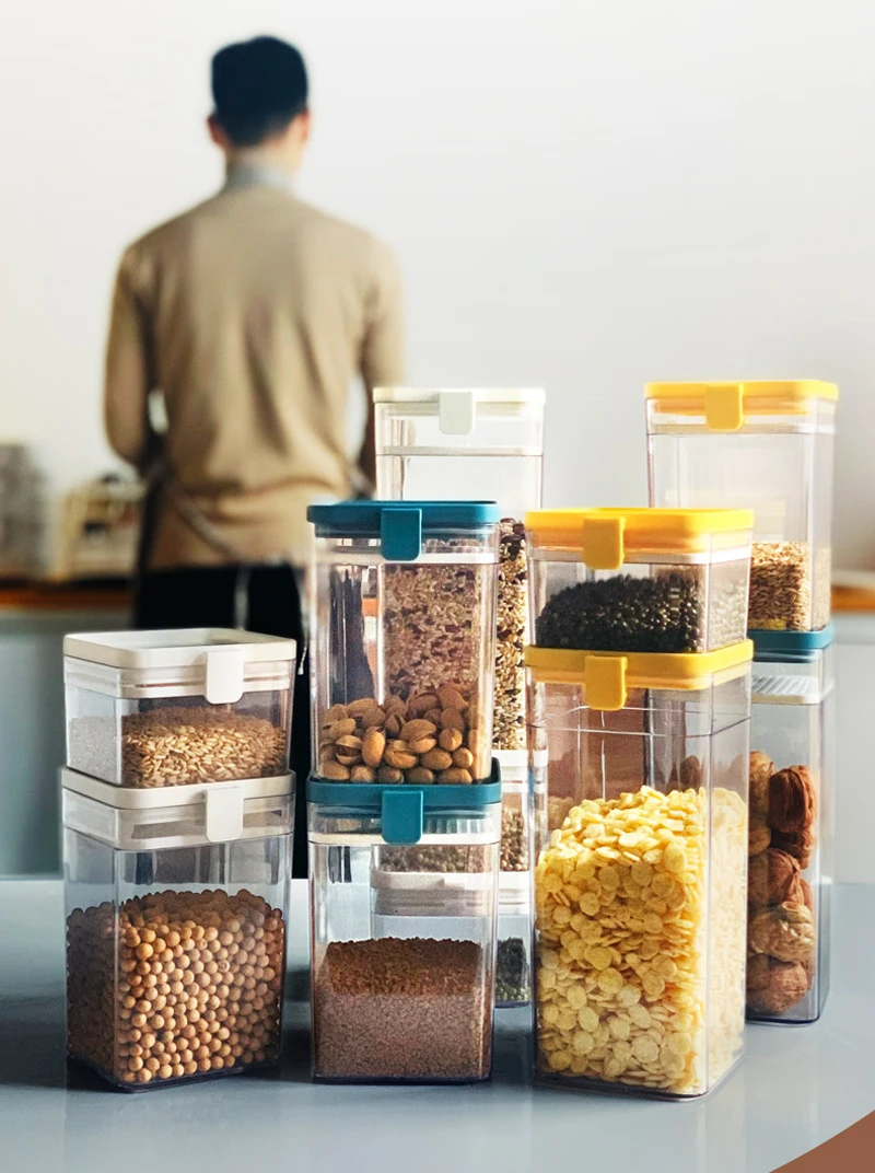 Kitchen Square Transparent Airtight Cereal Jar Food Preservation Boxes  Grains And Spices Storage Tanks Cookie Jar - Buy Kitchen Square Transparent  Airtight Cereal Jar Food Preservation Boxes Grains And Spices Storage Tanks