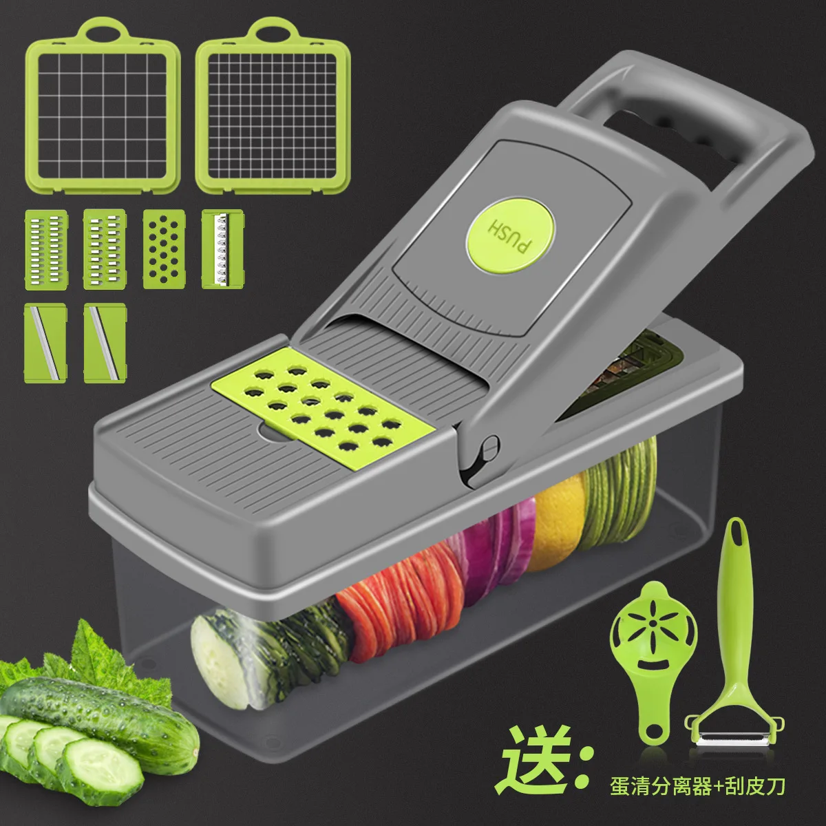 Hand Operated Held Manual 12 In 1 Vegetable Onion Dicer Food Slicer Mandoline Veggie Chopper Chopper Cutter