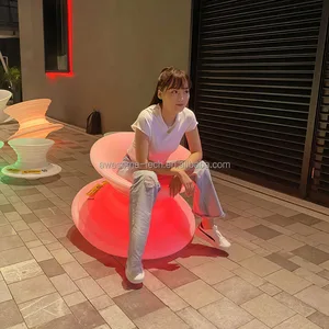 Modern Cloud Motif Portable Outdoor Party Stool Plastic Seat with Light Decoration Cloud Shape Lamp Design