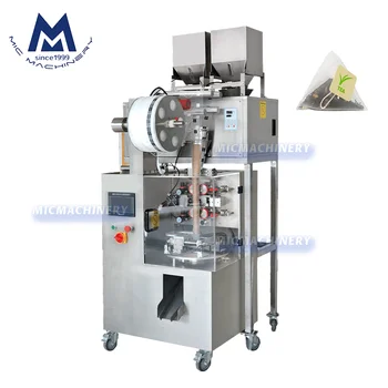 Automatic filter paper with thread filling small scale triangle pyramid tea bag packing machine