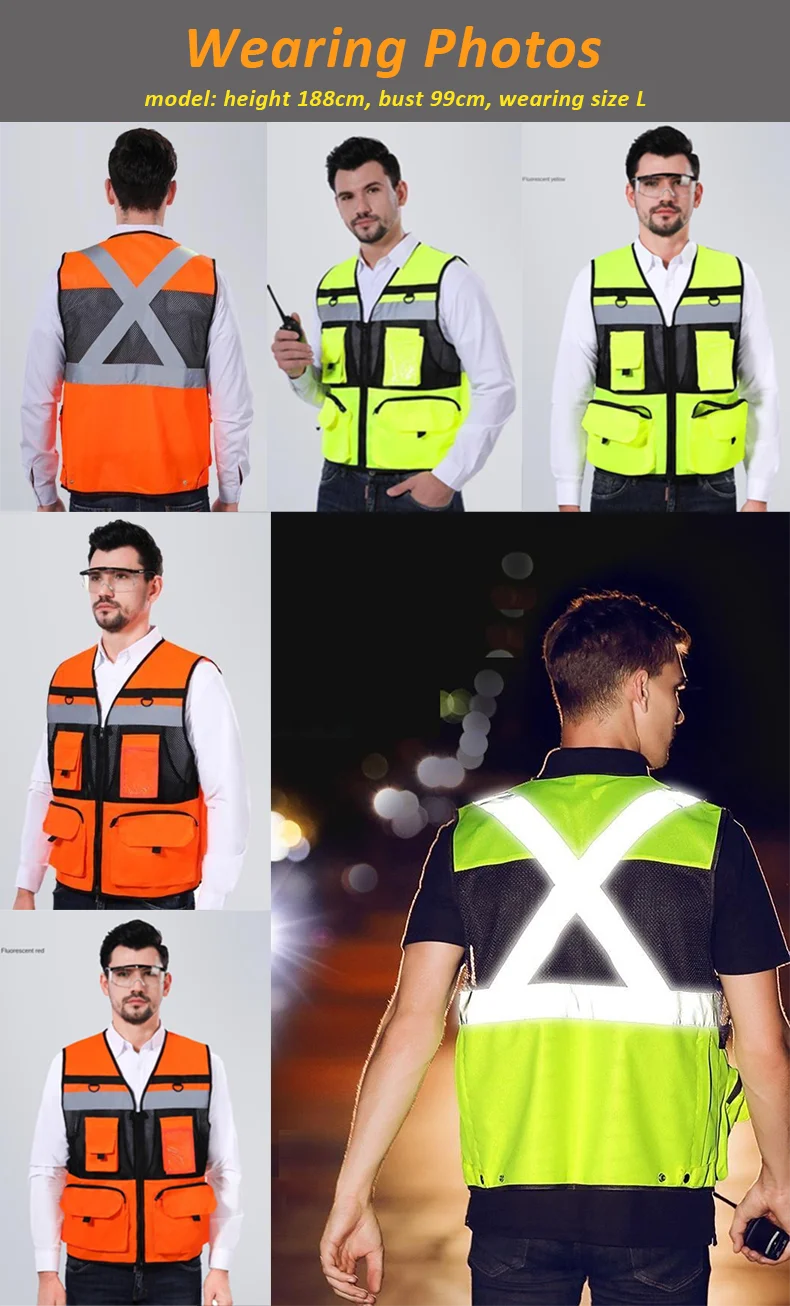 Security Waistcoat Construction Night Safety High Visibility Safety ...