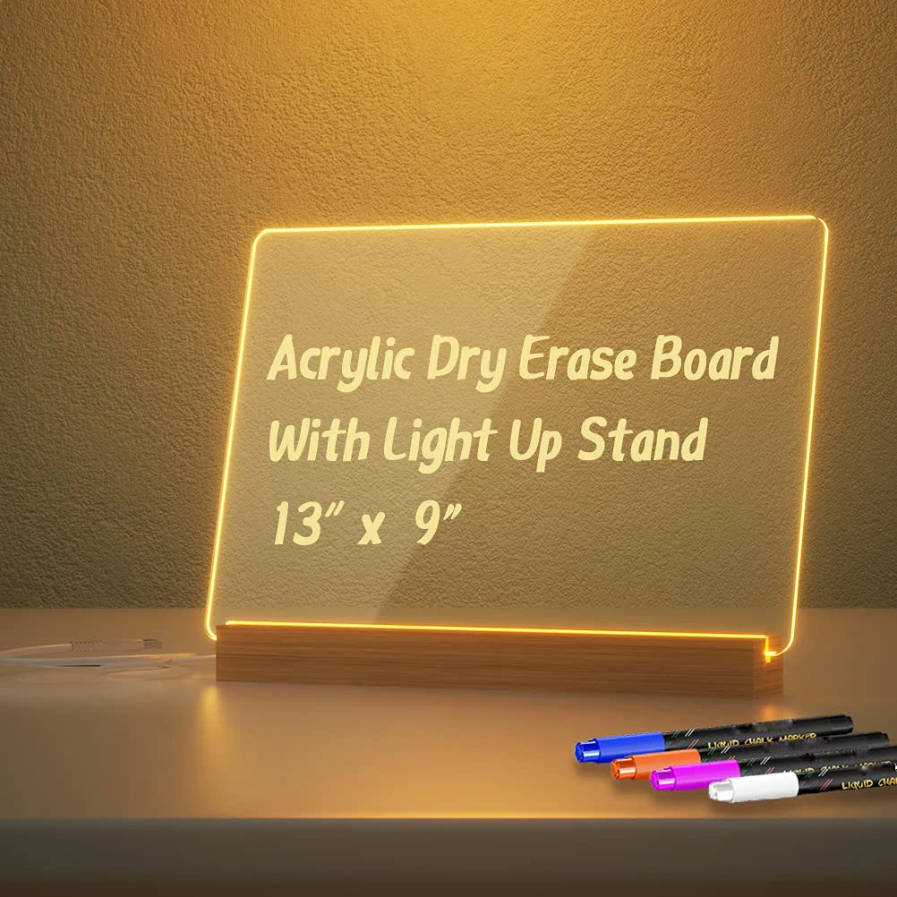 Acrylic LED Memo Board Portable Mini Luminous Note Board for Students Creative Erasable Whiteboard