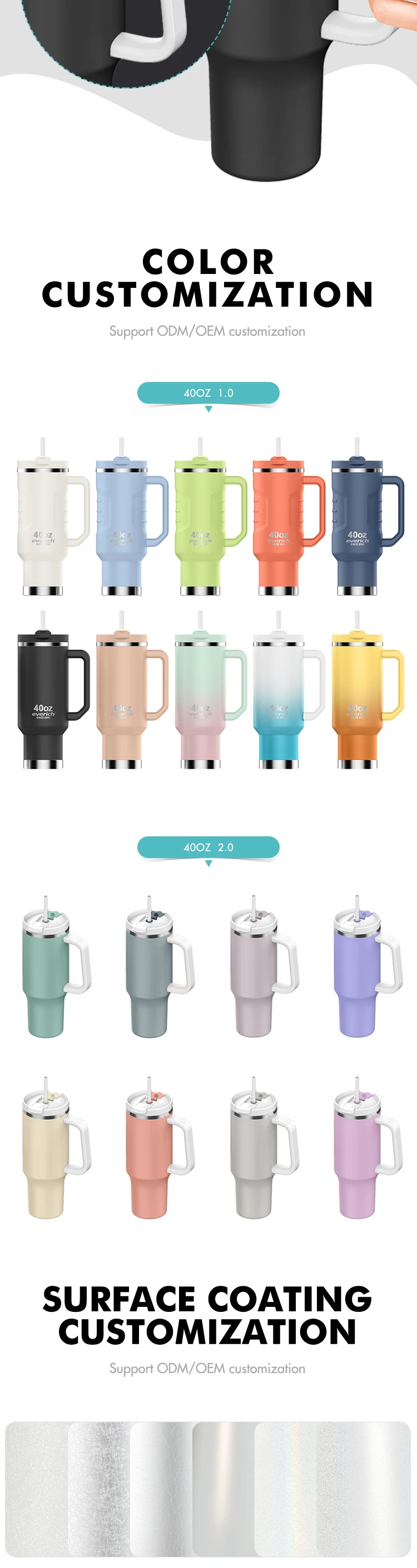 Large Capacity Tritan Bpa Lid Stainless Steel Wholesale Bulk 40oz