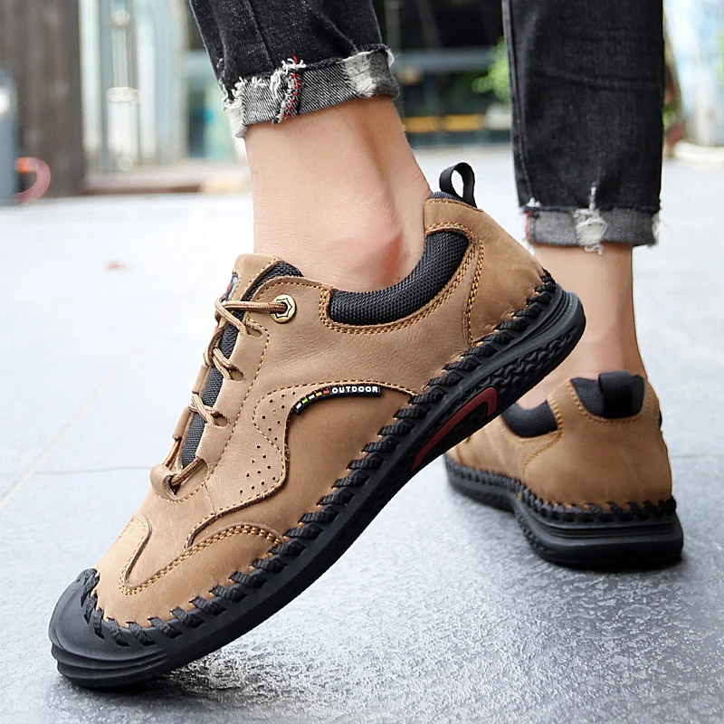 Men's Loafers Luxury Handmade Genuine Leather Casual Shoes Slip-on Men's Flats Moccasins Walking Style Driving Shoes Male