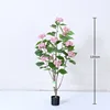 Pink hydrangea tree, 120cm tall (78 leaves, 12 flowers)