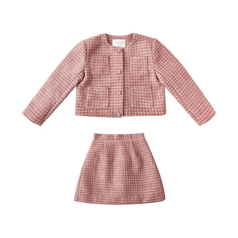 YOEHYAUL Winter Autumn Suit Pink Skirt Sets for Girls