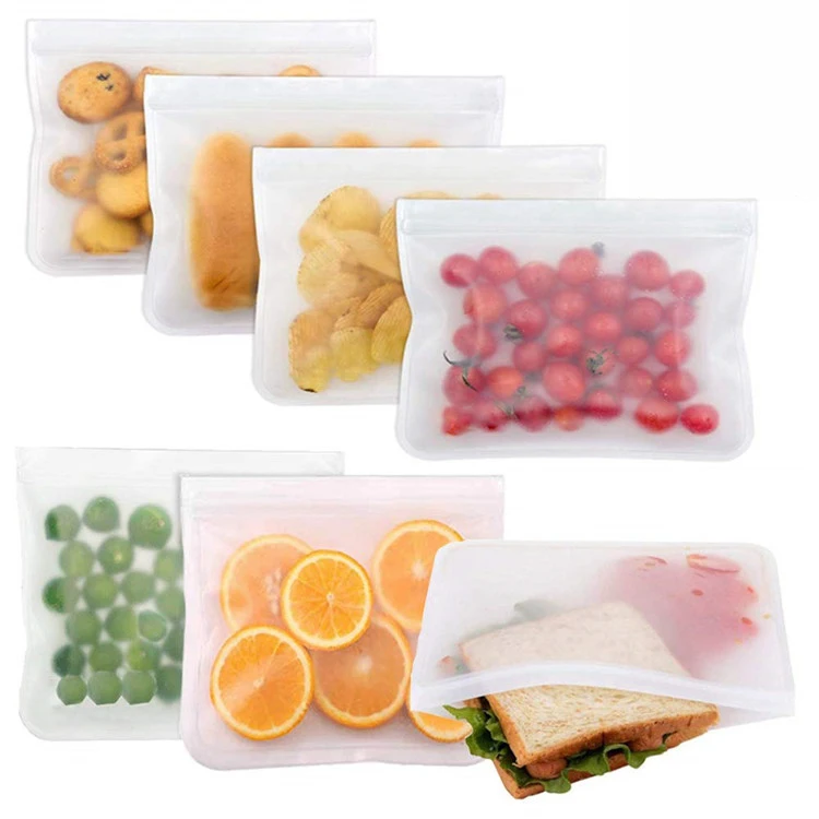 China Food Silicone PEVA Clear Space Home Freezer Leakproof Zipper Zipper Finishing Packing Fresh Keeping Reusable Storage Bags
