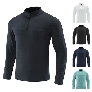 Custom Autumn Outdoor Long-sleeved Stand-up Collar T-shirt Men Fitness Running Elastic Breathable Quick-drying Top